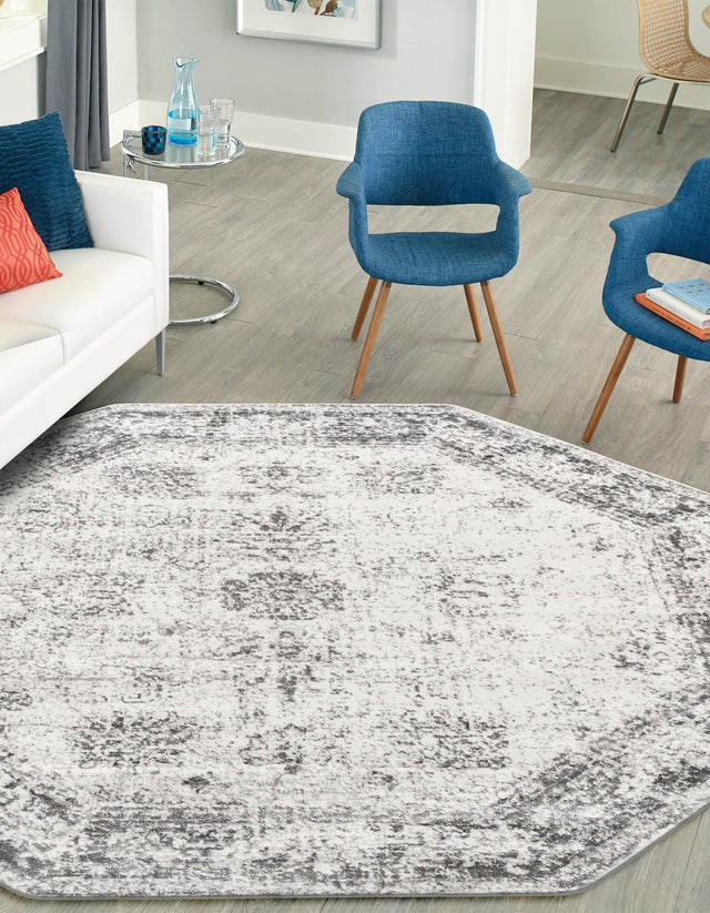 Gray 4' 1 x 4' 1 Sofia Octagon Area Rug Durable Easy Clean Stain Resistant Unique Carpet for Affordable Interior Home Design for Sale at Rug Engine