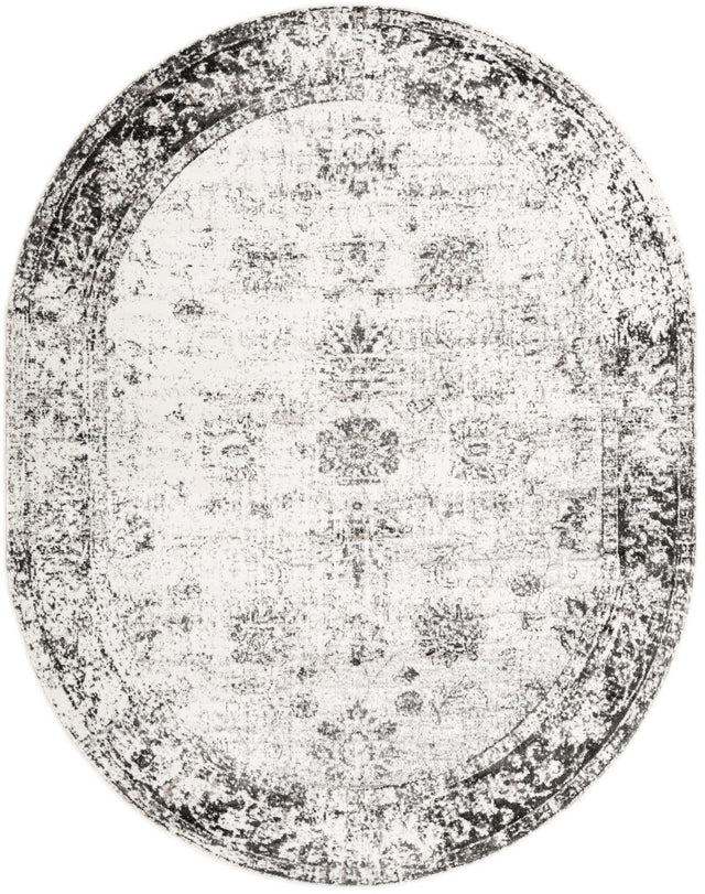 Gray 7' 10 x 10' Sofia Oval Area Rug Durable Easy Clean Stain Resistant Unique Carpet for Affordable Interior Home Design for Sale at Rug Engine