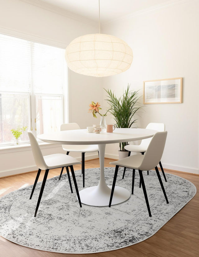 Gray 7' 10 x 10' Sofia Oval Area Rug Durable Easy Clean Stain Resistant Unique Carpet for Affordable Interior Home Design for Sale at Rug Engine