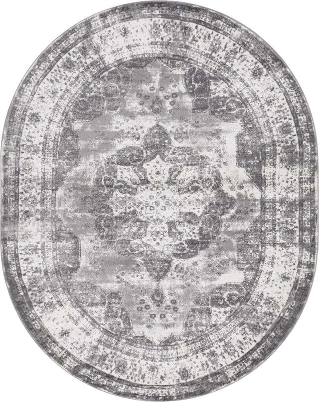 Gray 7' 10 x 10' Sofia Oval Area Rug Durable Easy Clean Stain Resistant Unique Carpet for Affordable Interior Home Design for Sale at Rug Engine