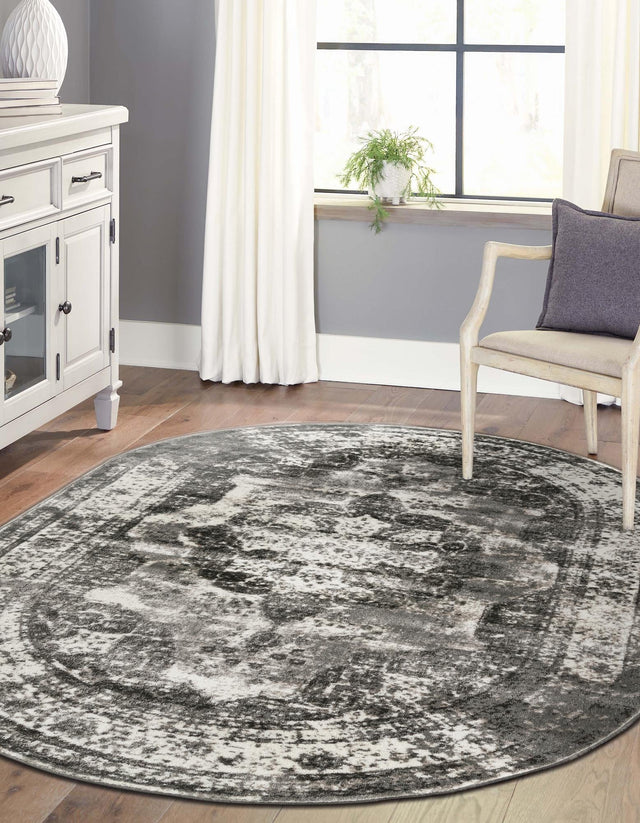 Gray 4' 1 x 6' 1 Sofia Oval Area Rug Durable Easy Clean Stain Resistant Unique Carpet for Affordable Interior Home Design for Sale at Rug Engine