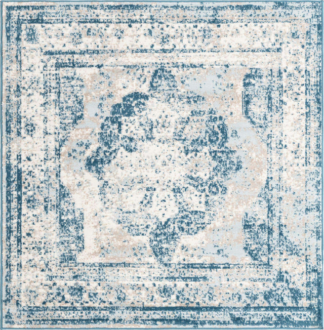 Blue 5' 3 x 5' 3 Sofia Square Area Rug Durable Easy Clean Stain Resistant Unique Carpet for Affordable Interior Home Design for Sale at Rug Engine