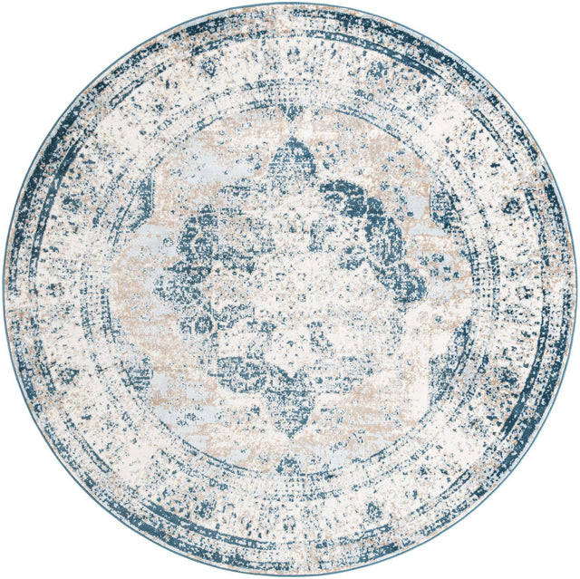 Blue 10' x 10' Sofia Round Area Rug Durable Easy Clean Stain Resistant Unique Carpet for Affordable Interior Home Design for Sale at Rug Engine