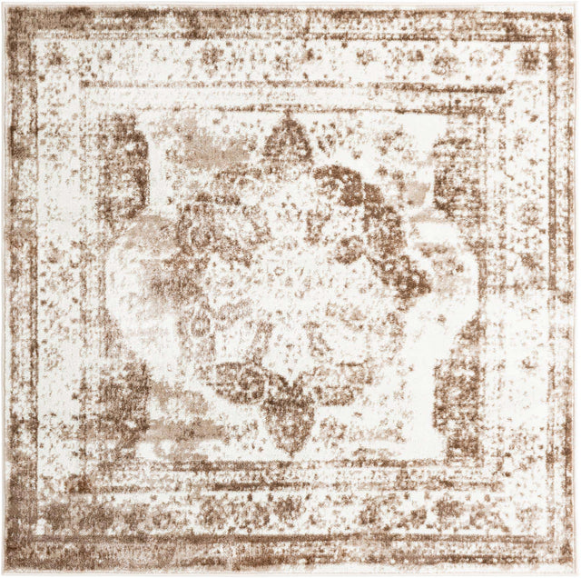 Beige 5' 3 x 5' 3 Sofia Square Area Rug Durable Easy Clean Stain Resistant Unique Carpet for Affordable Interior Home Design for Sale at Rug Engine