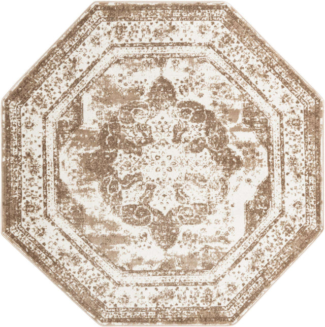 Beige 7' 10 x 7' 10 Sofia Octagon Area Rug Durable Easy Clean Stain Resistant Unique Carpet for Affordable Interior Home Design for Sale at Rug Engine