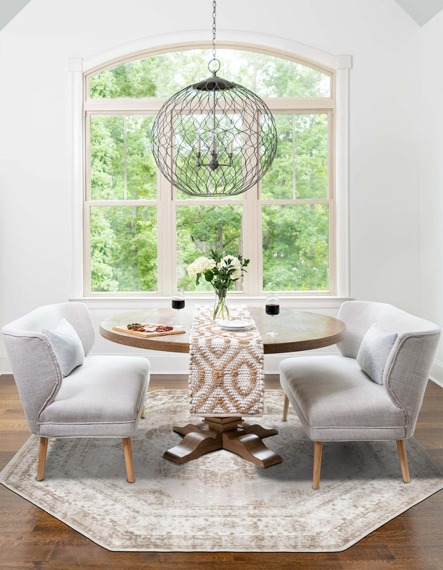 Beige 5' 3 x 5' 3 Sofia Octagon Area Rug Durable Easy Clean Stain Resistant Unique Carpet for Affordable Interior Home Design for Sale at Rug Engine