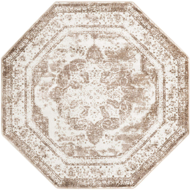 Beige 6' 1 x 6' 1 Sofia Octagon Area Rug Durable Easy Clean Stain Resistant Unique Carpet for Affordable Interior Home Design for Sale at Rug Engine