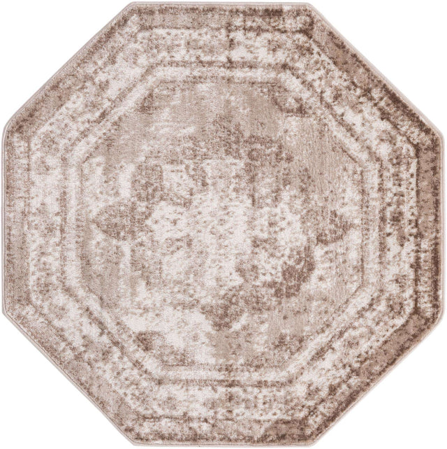 Beige 4' 1 x 4' 1 Sofia Octagon Area Rug Durable Easy Clean Stain Resistant Unique Carpet for Affordable Interior Home Design for Sale at Rug Engine
