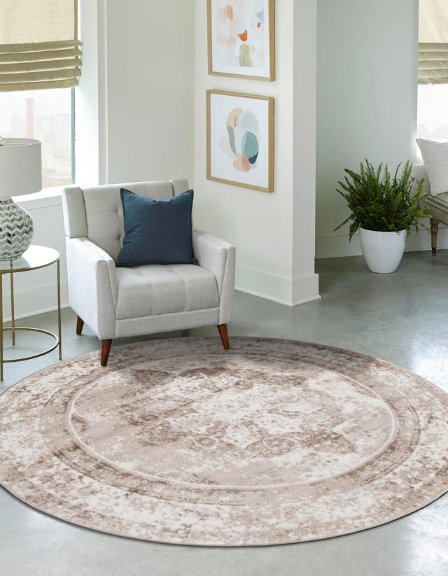Beige 3' 1 x 3' 1 Sofia Round Area Rug