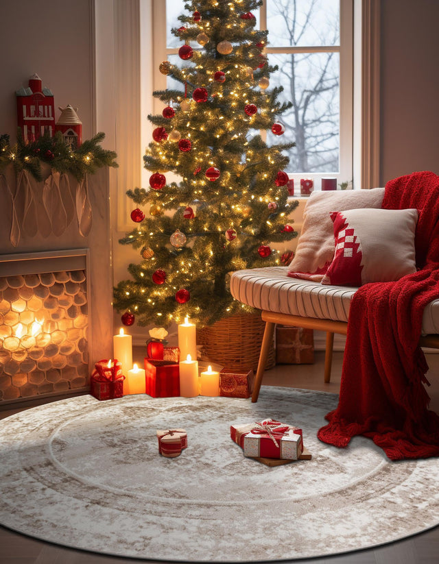 Beige 10' x 10' Sofia Round Area Rug