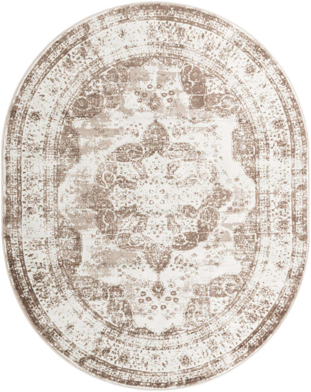 Beige 7' 10 x 10' Sofia Oval Area Rug Durable Easy Clean Stain Resistant Unique Carpet for Affordable Interior Home Design for Sale at Rug Engine