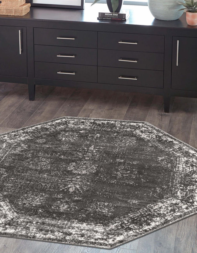 Dark Gray 6' 1 x 6' 1 Sofia Octagon Area Rug Durable Easy Clean Stain Resistant Unique Carpet for Affordable Interior Home Design for Sale at Rug Engine