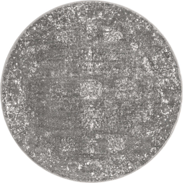Dark Gray 4' 1 x 4' 1 Sofia Round Area Rug Durable Easy Clean Stain Resistant Unique Carpet for Affordable Interior Home Design for Sale at Rug Engine