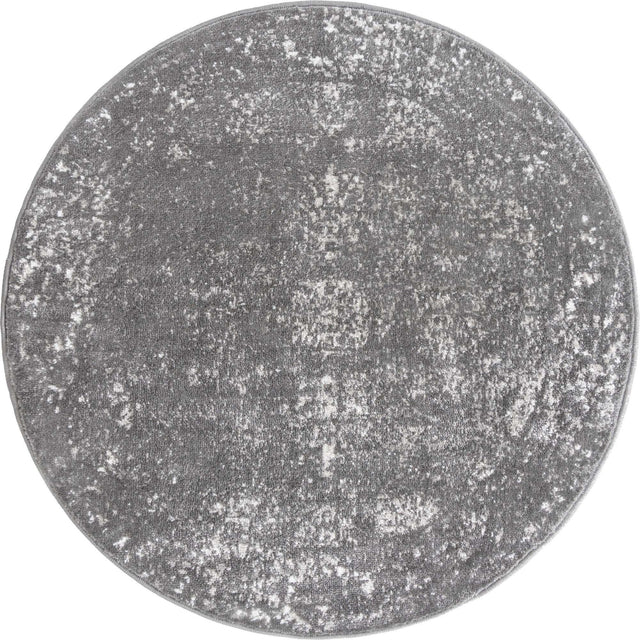 Dark Gray 3' 1 x 3' 1 Sofia Round Area Rug Durable Easy Clean Stain Resistant Unique Carpet for Affordable Interior Home Design for Sale at Rug Engine