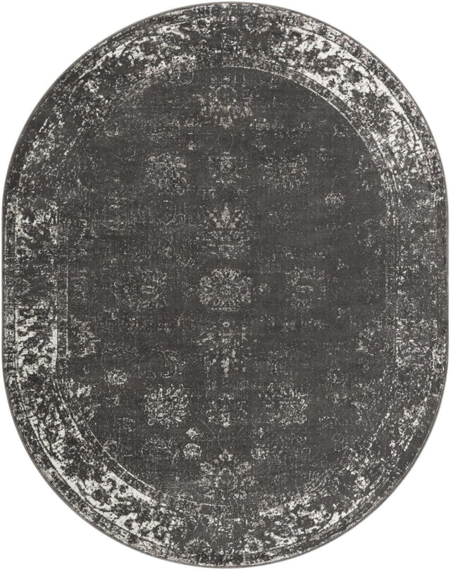 Dark Gray 7' 10 x 10' Sofia Oval Area Rug Durable Easy Clean Stain Resistant Unique Carpet for Affordable Interior Home Design for Sale at Rug Engine