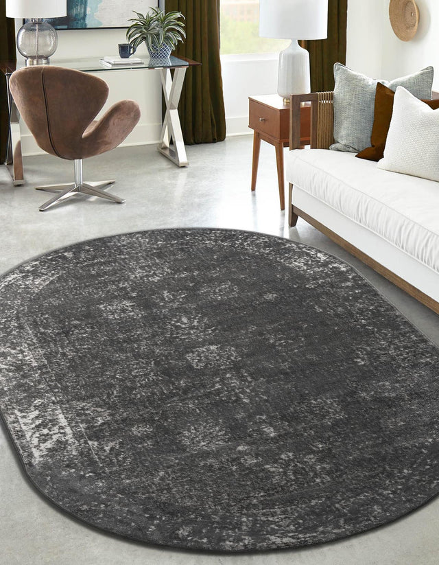 Dark Gray 7' 10 x 10' Sofia Oval Area Rug Durable Easy Clean Stain Resistant Unique Carpet for Affordable Interior Home Design for Sale at Rug Engine