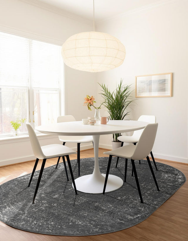 Dark Gray 7' 10 x 10' Sofia Oval Area Rug Durable Easy Clean Stain Resistant Unique Carpet for Affordable Interior Home Design for Sale at Rug Engine