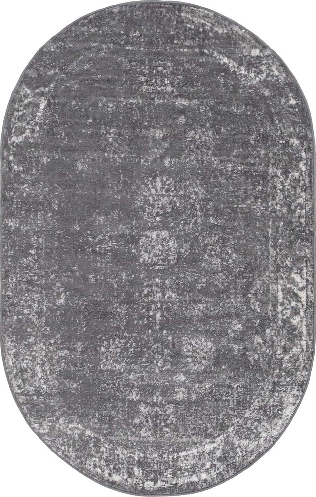 Dark Gray 3' 1 x 5' 3 Sofia Oval Area Rug Durable Easy Clean Stain Resistant Unique Carpet for Affordable Interior Home Design for Sale at Rug Engine