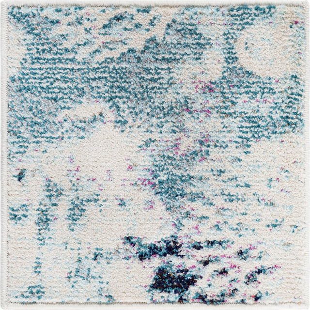 Light Blue 1' 4 x 1' 4 Positano Sample Area Rug Coastal Marine Beach Design Carpet for Modern Living Rooms, Dining, Bedroom, Office for Sale at Rug Engine