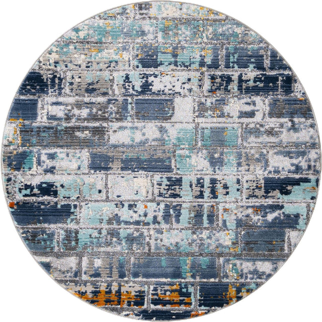 Dark Gray 3' 7 x 3' 7 Malibu Round Area Rug 70% Polypropylene & 30% Polyester Colorful Modern Carpet for Living, Dining, Office, Bedrooms for Sale at Rug Engine