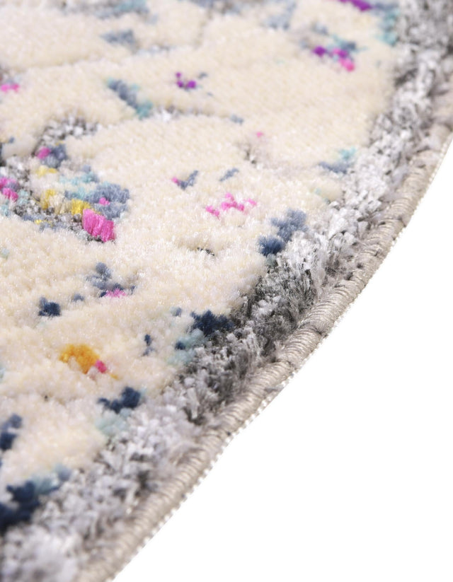 Gray 3' 7 x 3' 7 Budapest Round Area Rug 70% Polypropylene & 30% Polyester With Cotton Backing Traditional Classical Room Carpet for Sale at Rug Engine