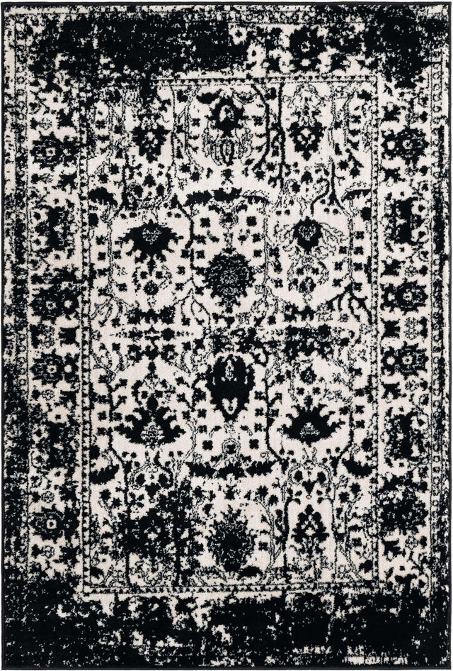 Black and White 4' 1 x 6' 1 Portland Rectangle Area Rug 85% Polypropylene & 15% Polyester Vintage Distressed Traditional Carpet for Home Decor for Sale at Rug Engine
