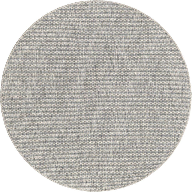 Light Gray 5' 3 x 5' 3 Outdoor Solid Round Area Rug Weather Resistant for Patio, Deck, Terrace, Balcony, Porch 100% Polypropylene Minimalist Waterproof Carpet for Sale at Rug Engine
