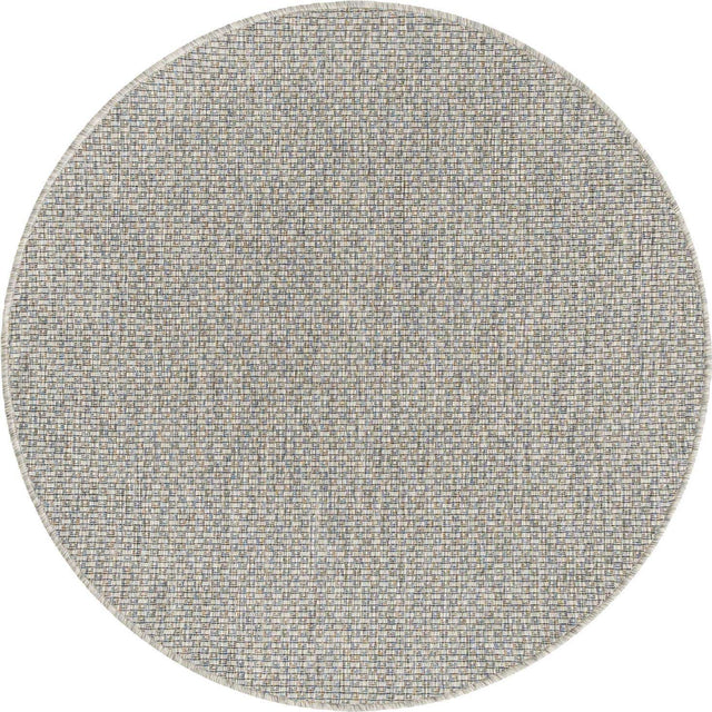 Light Gray 4' 1 x 4' 1 Outdoor Solid Round Area Rug Weather Resistant for Patio, Deck, Terrace, Balcony, Porch 100% Polypropylene Minimalist Waterproof Carpet for Sale at Rug Engine
