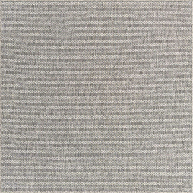 Light Gray 7' 10 x 7' 10 Outdoor Solid Square Area Rug Weather Resistant for Patio, Deck, Terrace, Balcony, Porch 100% Polypropylene Minimalist Waterproof Carpet for Sale at Rug Engine