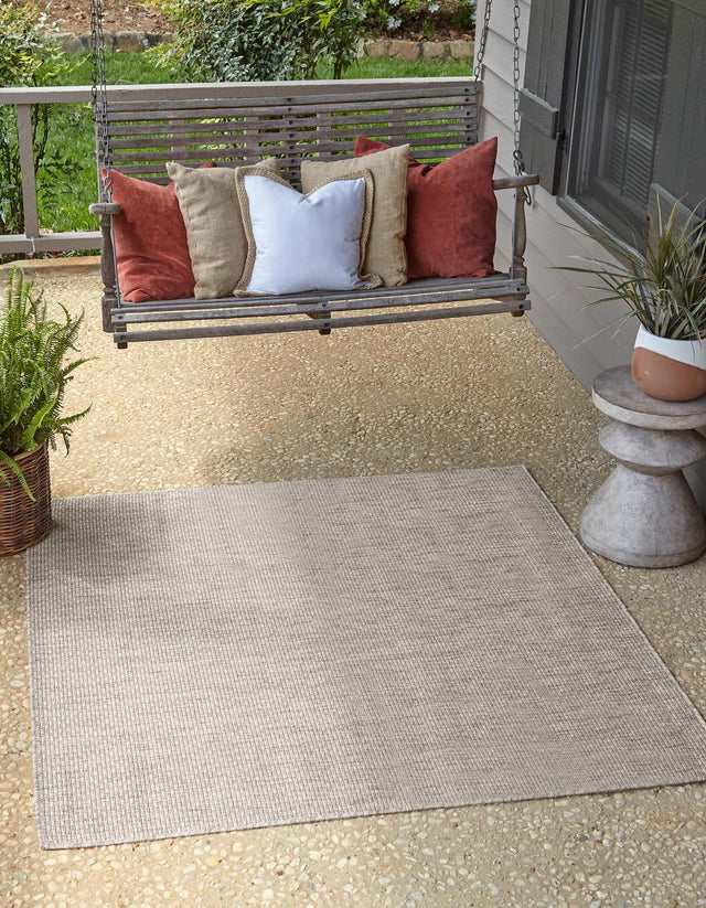 Light Gray 13' 1 x 13' 1 Outdoor Solid Square Area Rug Weather Resistant for Patio, Deck, Terrace, Balcony, Porch 100% Polypropylene Minimalist Waterproof Carpet for Sale at Rug Engine