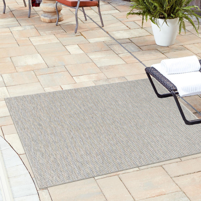 Light Gray 6' 1 x 6' 1 Outdoor Solid Square Area Rug Weather Resistant for Patio, Deck, Terrace, Balcony, Porch 100% Polypropylene Minimalist Waterproof Carpet for Sale at Rug Engine