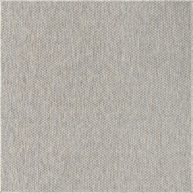Light Gray 5' 3 x 5' 3 Outdoor Solid Square Area Rug Weather Resistant for Patio, Deck, Terrace, Balcony, Porch 100% Polypropylene Minimalist Waterproof Carpet for Sale at Rug Engine