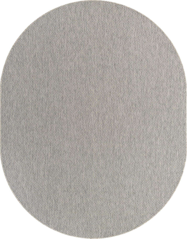 Light Gray 7' 10 x 10' Outdoor Solid Oval Area Rug Weather Resistant for Patio, Deck, Terrace, Balcony, Porch 100% Polypropylene Minimalist Waterproof Carpet for Sale at Rug Engine