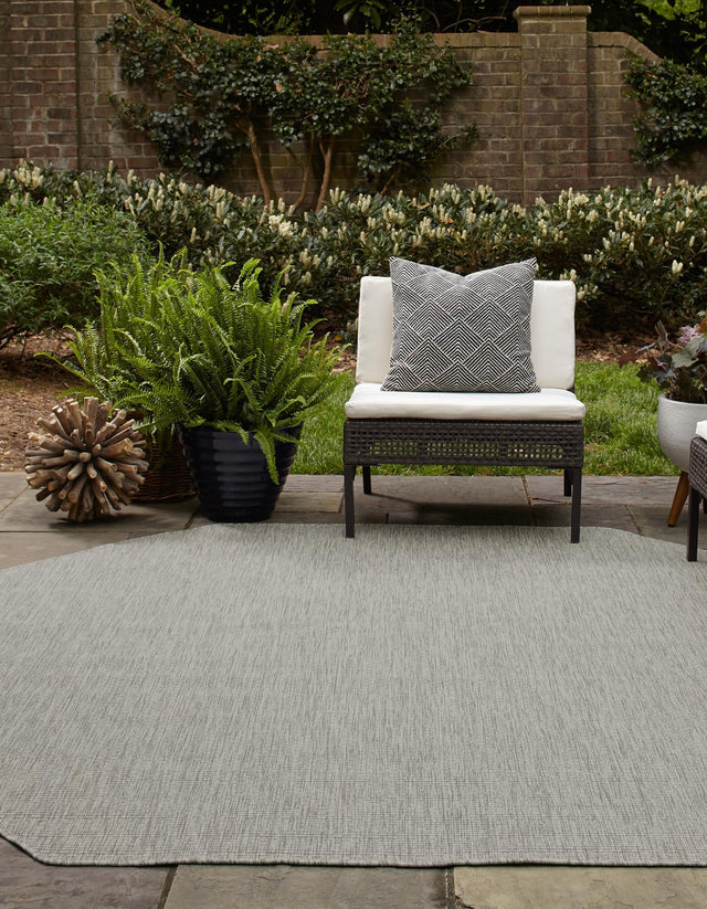Light Gray 5' 3 x 5' 3 Outdoor Solid Octagon Area Rug Weather Resistant for Patio, Deck, Terrace, Balcony, Porch 100% Polypropylene Minimalist Waterproof Carpet for Sale at Rug Engine