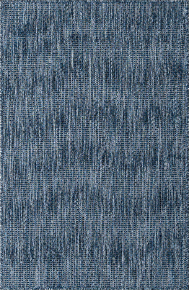 Blue 3' 1 x 5' 3 Outdoor Solid Rectangle Area Rug Weather Resistant for Patio, Deck, Terrace, Balcony, Porch 100% Polypropylene Minimalist Waterproof Carpet for Sale at Rug Engine
