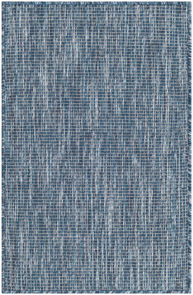 Blue 2' x 3' 1 Outdoor Solid Rectangle Area Rug Weather Resistant for Patio, Deck, Terrace, Balcony, Porch 100% Polypropylene Minimalist Waterproof Carpet for Sale at Rug Engine
