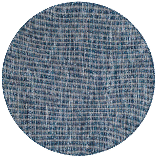 Blue 4' 1 x 4' 1 Outdoor Solid Round Area Rug Weather Resistant for Patio, Deck, Terrace, Balcony, Porch 100% Polypropylene Minimalist Waterproof Carpet for Sale at Rug Engine