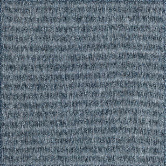 Blue 5' 3 x 5' 3 Outdoor Solid Square Area Rug Weather Resistant for Patio, Deck, Terrace, Balcony, Porch 100% Polypropylene Minimalist Waterproof Carpet for Sale at Rug Engine