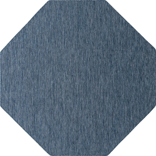 Blue 7' 10 x 7' 10 Outdoor Solid Octagon Area Rug Weather Resistant for Patio, Deck, Terrace, Balcony, Porch 100% Polypropylene Minimalist Waterproof Carpet for Sale at Rug Engine