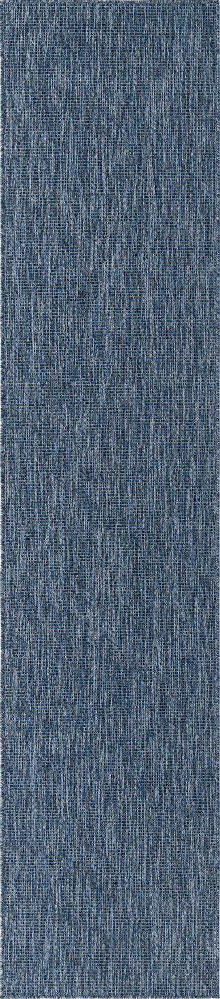 Blue 2' 7 x 12' Outdoor Solid Runner Area Rug Weather Resistant for Patio, Deck, Terrace, Balcony, Porch 100% Polypropylene Minimalist Waterproof Carpet for Sale at Rug Engine