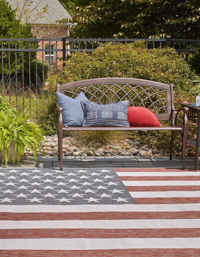Red 7' 10 x 7' 10 Jill Zarin Outdoor Square Area Rug Weather Resistant for Patio, Deck, Terrace, Balcony, Porch Durable 100% Polypropylene Carpet for Outside for Sale at Rug Engine