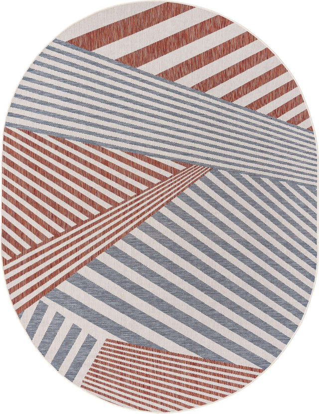 Blue 7' 10 x 10' Jill Zarin Outdoor Oval Area Rug Weather Resistant for Patio, Deck, Terrace, Balcony, Porch Durable 100% Polypropylene Carpet for Outside for Sale at Rug Engine