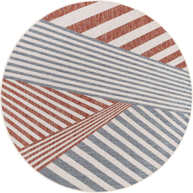 Blue 6' 7 x 6' 7 Jill Zarin Outdoor Round Area Rug Weather Resistant for Patio, Deck, Terrace, Balcony, Porch Durable 100% Polypropylene Carpet for Outside for Sale at Rug Engine
