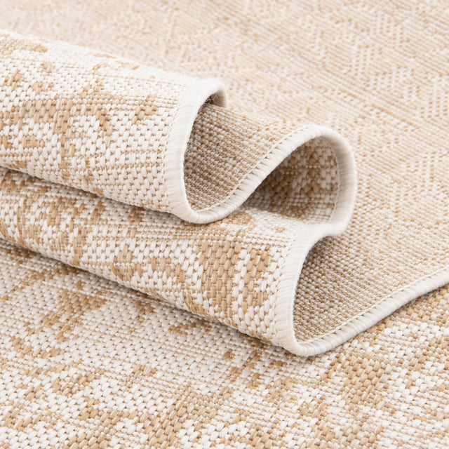 Beige 7' 1 x 10' Jill Zarin Outdoor Rectangle Area Rug Weather Resistant for Patio, Deck, Terrace, Balcony, Porch Durable 100% Polypropylene Carpet for Outside for Sale at Rug Engine