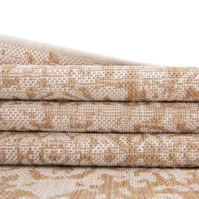 Beige 7' 1 x 10' Jill Zarin Outdoor Rectangle Area Rug Weather Resistant for Patio, Deck, Terrace, Balcony, Porch Durable 100% Polypropylene Carpet for Outside for Sale at Rug Engine
