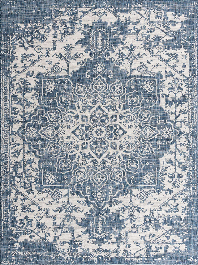 Blue 9' x 12' Jill Zarin Outdoor Rectangle Area Rug Weather Resistant for Patio, Deck, Terrace, Balcony, Porch Durable 100% Polypropylene Carpet for Outside for Sale at Rug Engine