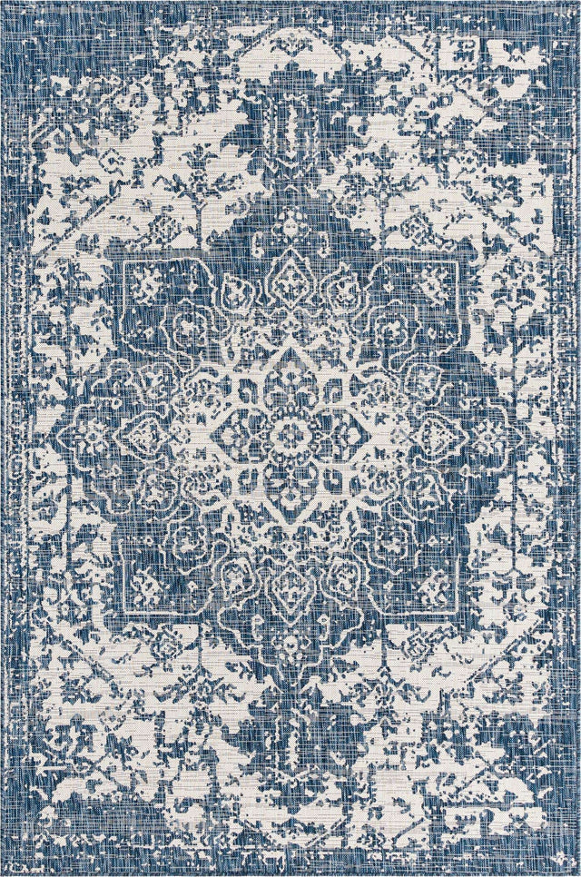 Blue 6' 1 x 9' Jill Zarin Outdoor Rectangle Area Rug Weather Resistant for Patio, Deck, Terrace, Balcony, Porch Durable 100% Polypropylene Carpet for Outside for Sale at Rug Engine