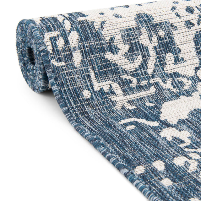 Blue 7' 1 x 10' Jill Zarin Outdoor Rectangle Area Rug Weather Resistant for Patio, Deck, Terrace, Balcony, Porch Durable 100% Polypropylene Carpet for Outside for Sale at Rug Engine