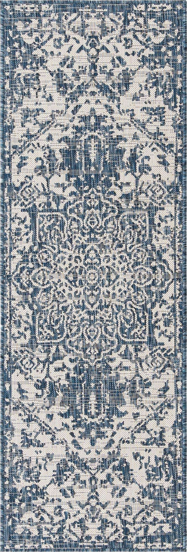 Blue 2' x 6' 1 Jill Zarin Outdoor Runner Area Rug Weather Resistant for Patio, Deck, Terrace, Balcony, Porch Durable 100% Polypropylene Carpet for Outside for Sale at Rug Engine