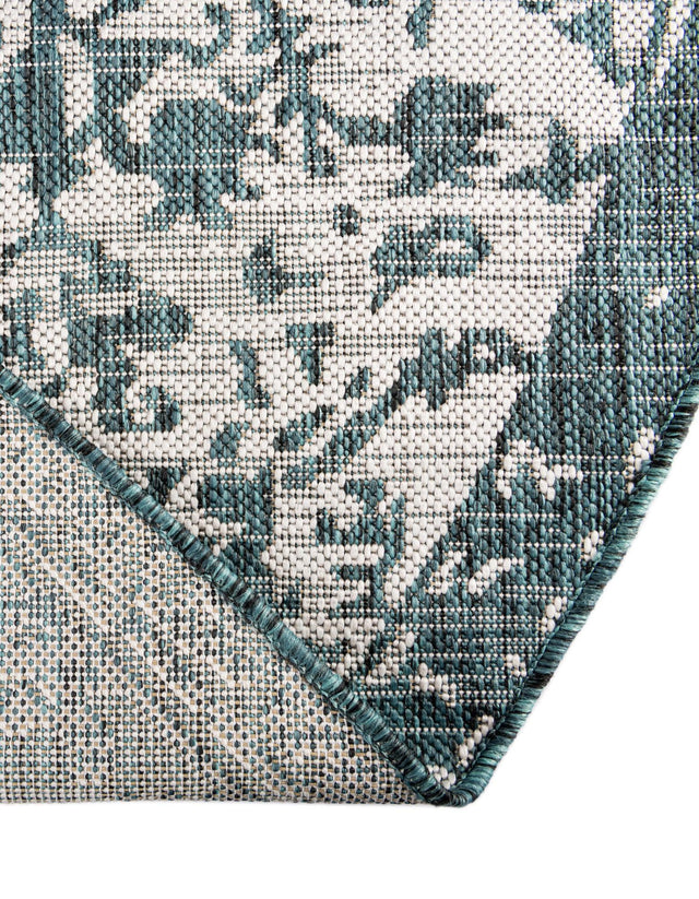Teal 7' 1 x 7' 1 Jill Zarin Outdoor Round Area Rug Weather Resistant for Patio, Deck, Terrace, Balcony, Porch Durable 100% Polypropylene Carpet for Outside for Sale at Rug Engine